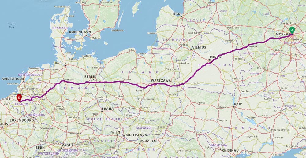 Расстояние от кёльн до брюсселя