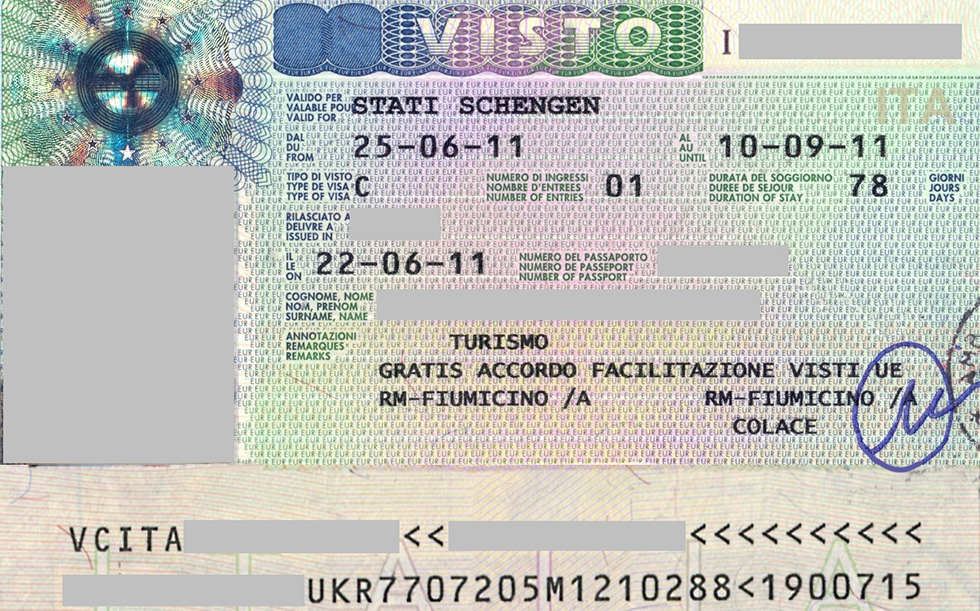 Оформление шенгенской визы в италию