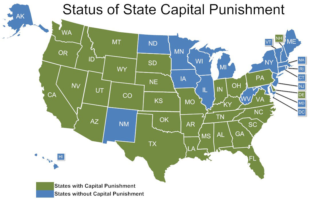 В каких штатах сша есть смертная казнь