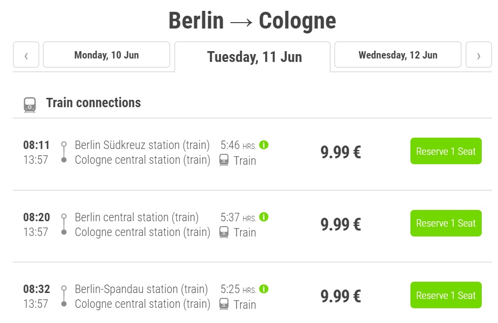 Как можно из берлина добраться до брюсселя? есть ли поезда, которые ходят напрямую (берлин-брюссель)?