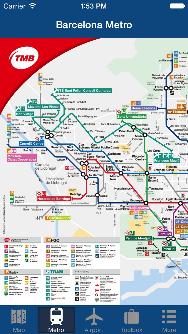 Цветная схема метро барселоны на английском|скачать & распечатать pdf