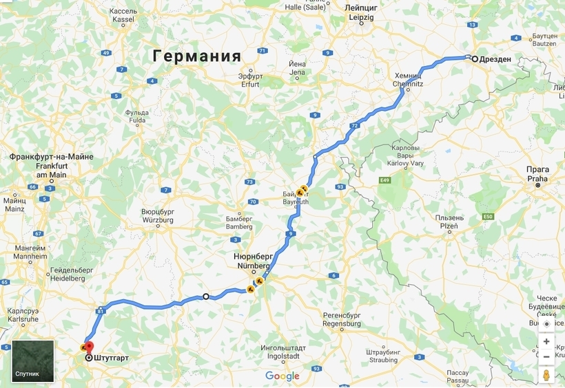 Карта-схема дорог мюнхен дрезден